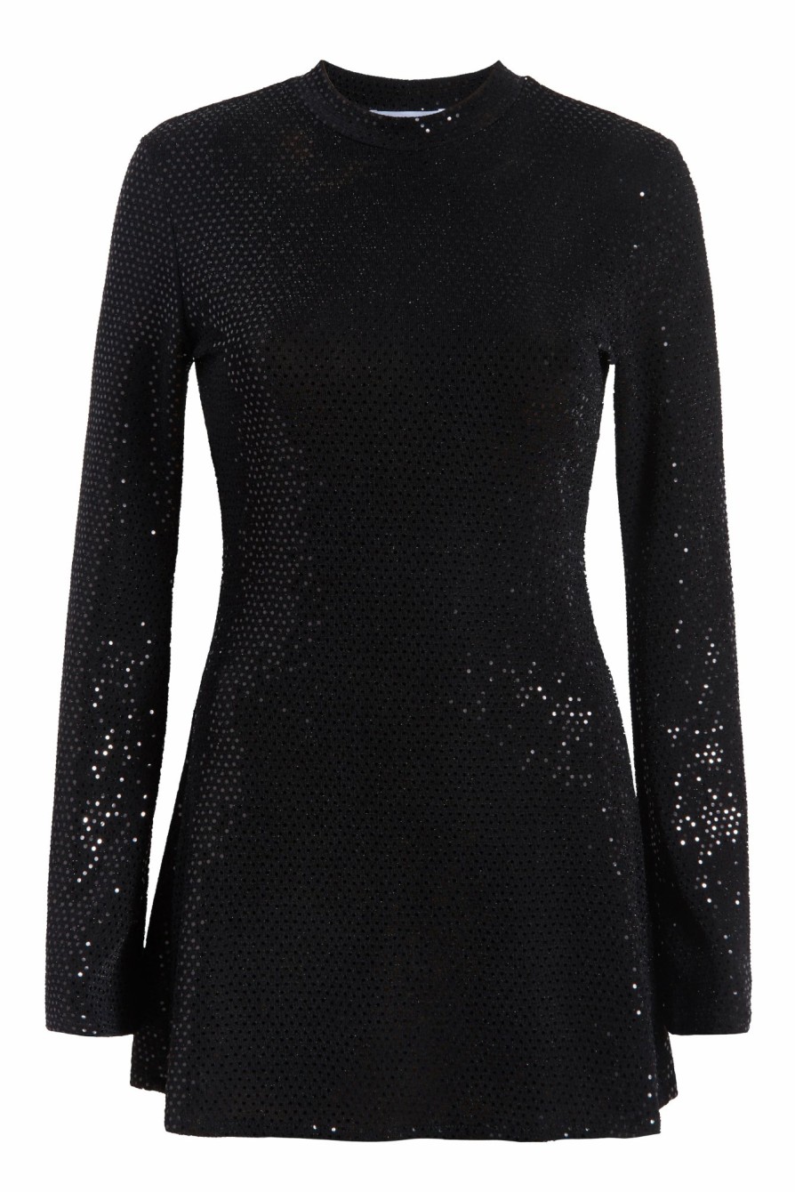 Clothing Markarian NYC | Sherry Black Confetti Dot Bell Sleeve Top