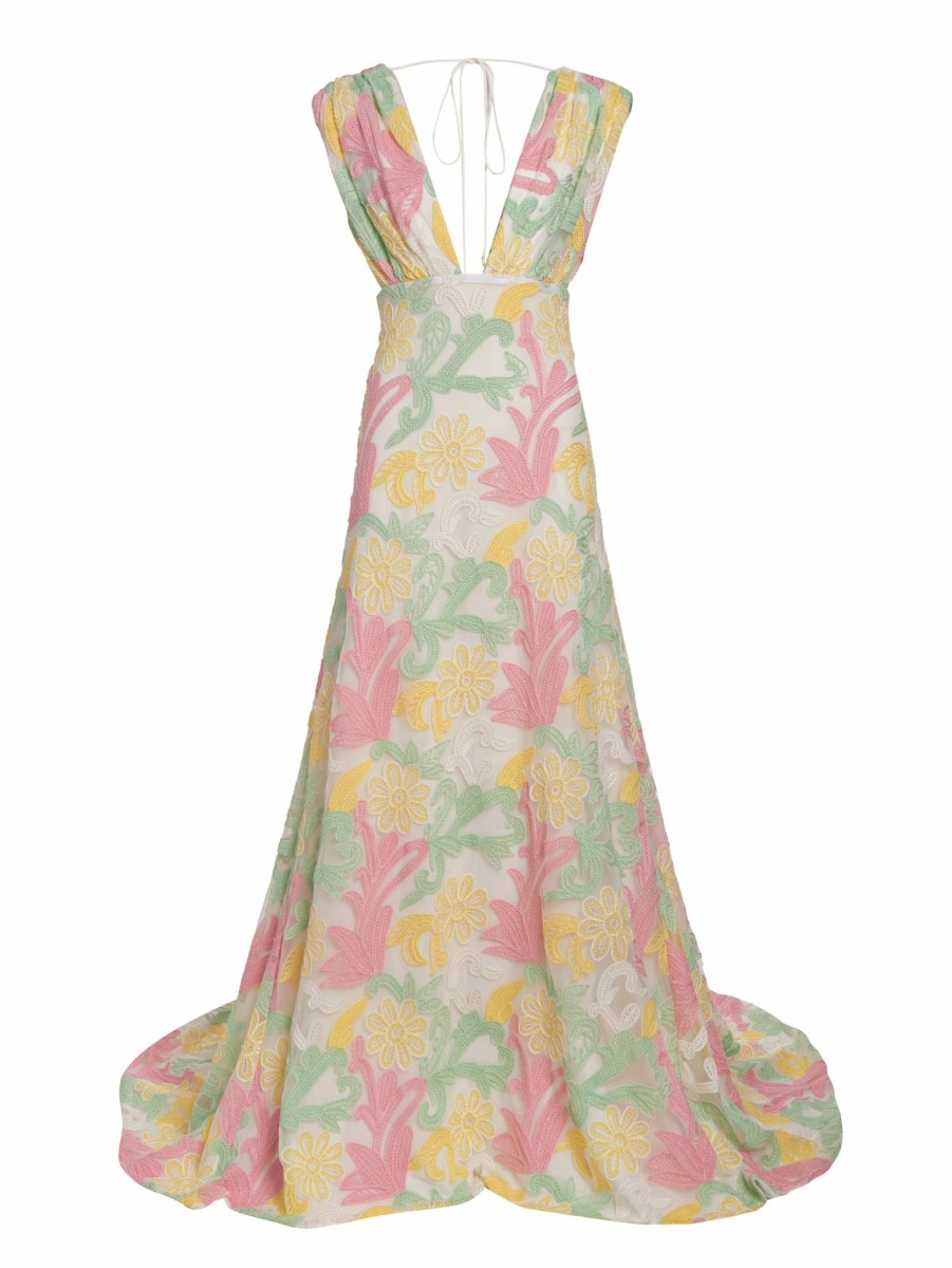 Clothing Markarian NYC | Aurora Multi-Colored Floral Lace Gown