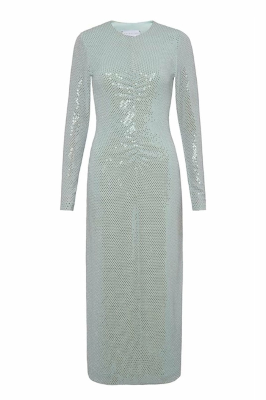 Clothing Markarian NYC | Mirage Seafoam Confetti Dot Long Sleeve Midi Dress