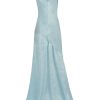 Clothing Markarian NYC | Katharina Light Blue Shimmer Floral Jacquard Ruffled Bodice Gown