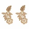 Accessories Markarian NYC | Final Sale: Isabetta Gold Pearl Detail Floral And Feather Earrings