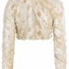 Clothing Markarian NYC | Darlene Off White Long Sleeve Sequin Beaded Crop Top