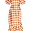 Clothing Markarian NYC | Dioneo Gingham Shantung Asymmetrical Flounce Dress