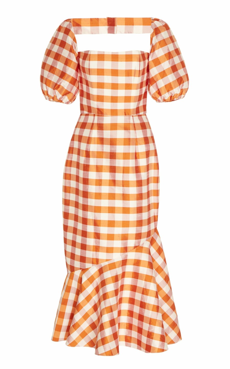 Clothing Markarian NYC | Dioneo Gingham Shantung Asymmetrical Flounce Dress