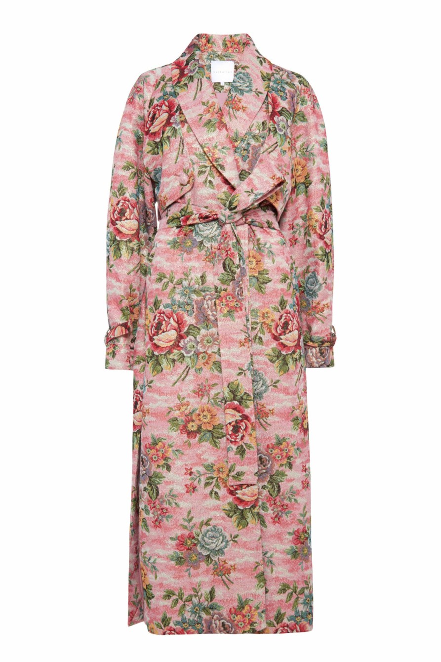 Clothing Markarian NYC | Clooney Rose Tapestry Raglan Coat With Tie Belt