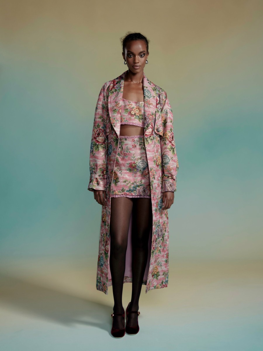 Clothing Markarian NYC | Clooney Rose Tapestry Raglan Coat With Tie Belt