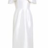 Bridal Markarian NYC | Eveline Off-The-Shoulder White Satin Dupioni Dress