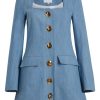 Clothing Markarian NYC | Martina Trapezoid Neckline Denim Mini Dress With Gold Buttons