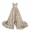 Clothing Markarian NYC | Stella Ivory And Blue Floral Ikat Gown With Ruffled Bodice