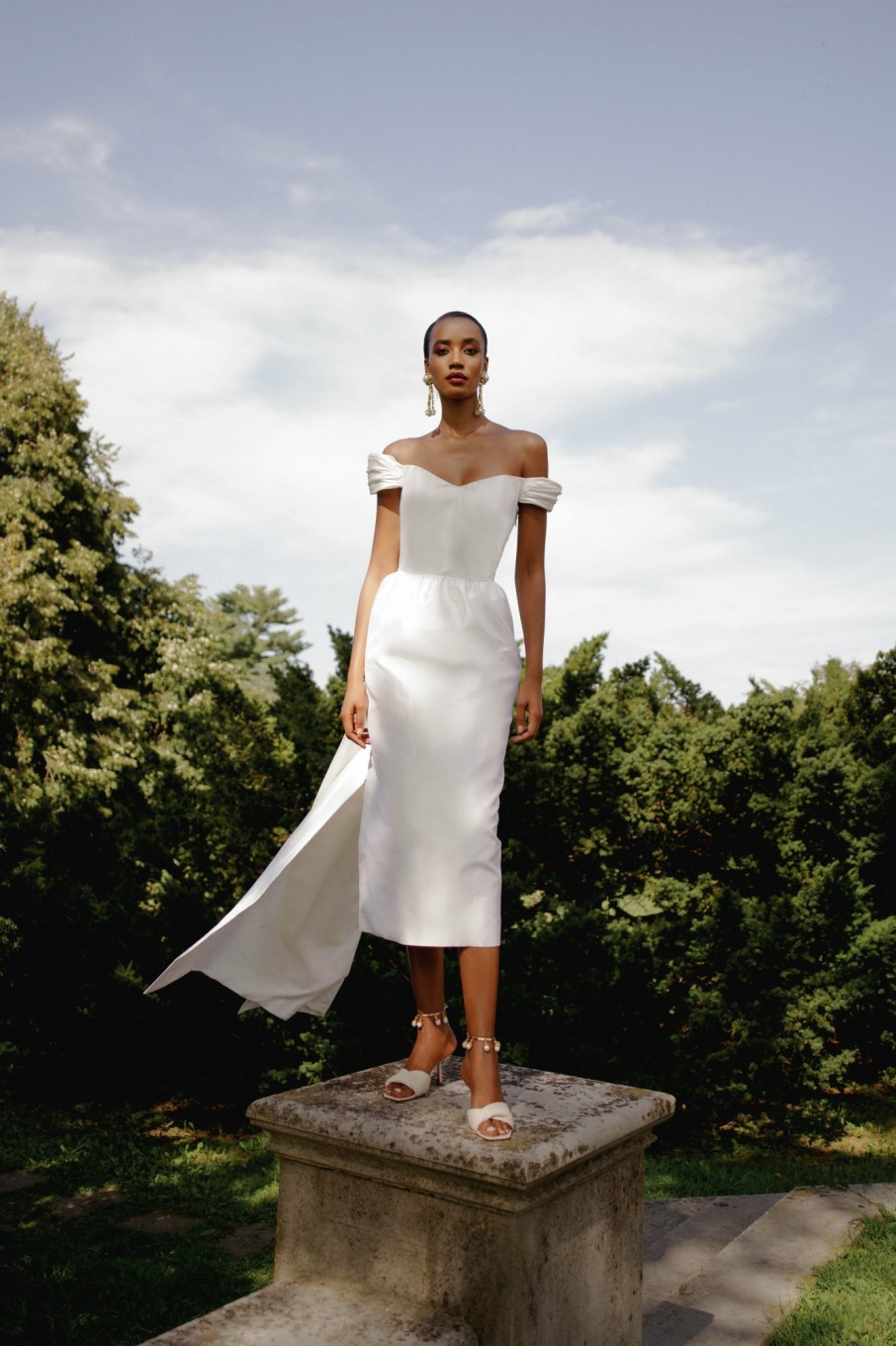 Bridal Markarian NYC | Celeste White Silk Gown With Train