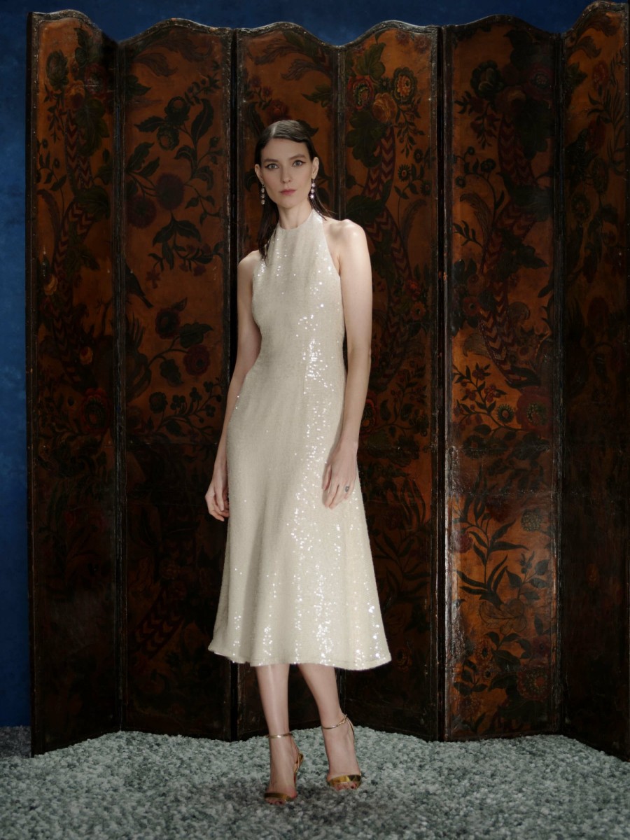 Clothing Markarian NYC | Lucille Champagne Sequin Halter Dress