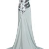 Clothing Markarian NYC | Delfina Light Blue And Silver Sequin Wave Strapless Gown