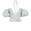 Clothing Markarian NYC | Mary Blue Floral Lattice Embroidered Top