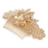 Accessories Markarian NYC | Neri Gold Pearl Detail Floral Hair Comb