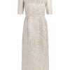 Clothing Markarian NYC | Gladys Metallic Swirl Brocade Short Sleeve Midi Dress