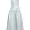 Clothing Markarian NYC | Coralie Ice Blue Daisy Brocade Drop Waist Full Skirt Midi Dress