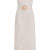 Accessories Markarian NYC | Giulia Ivory Metallic Wave Strapless Midi Dress With Belt