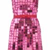 Clothing Markarian NYC | Evora Magenta Mirror Mini Dress With Red Bow Belt