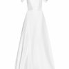 Bridal Markarian NYC | Edith White Silk Asymmetric Drape Shoulder Gown