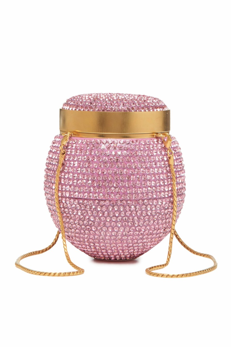 Accessories Markarian NYC | May Pink And Gold Crystal Round Clutch