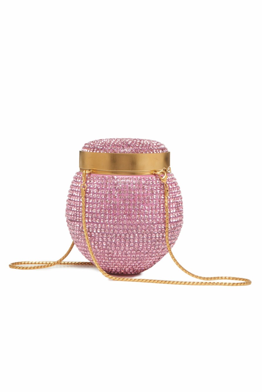 Accessories Markarian NYC | May Pink And Gold Crystal Round Clutch