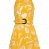 Accessories Markarian NYC | Agave Yellow Floral Halter Mini Dress With Belt