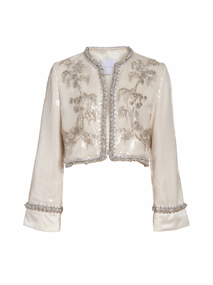 Bridal Markarian NYC | Olympia White Sequin Jacket With Crystal Embellishment