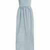 Clothing Markarian NYC | Alice V-Neck Blue Moire Gown With Waist Tie