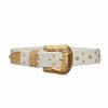 Accessories Markarian NYC | Serendipity White Leather Belt With Engraved Gold Buckle And Studs