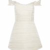 Bridal Markarian NYC | Scarlett Pleated Off-The-Shoulder Mini Dress In Duchess Satin