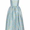 Clothing Markarian NYC | Apple Blue And Pink Floral Brocade Midi Dress