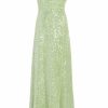 Clothing Markarian NYC | Maybelle Apple Green Sequin Off The Shoulder Cowl Neck Gown