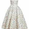 Clothing Markarian NYC | Fiorela Off White Vine Ikat Strapless Midi Dress