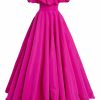 Clothing Markarian NYC | Ambrosia Pink Silk Faille Off-The-Shoulder Ruffle Neckline Gown