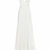 Bridal Markarian NYC | Francoise White Silk V Neck Halter Gown With Train