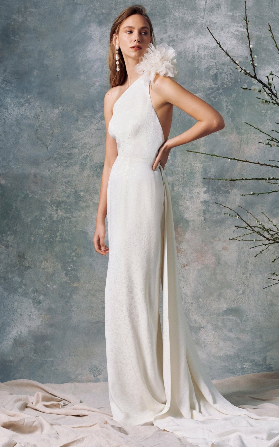 Bridal Markarian NYC | Juno White Floral Brocade Gown