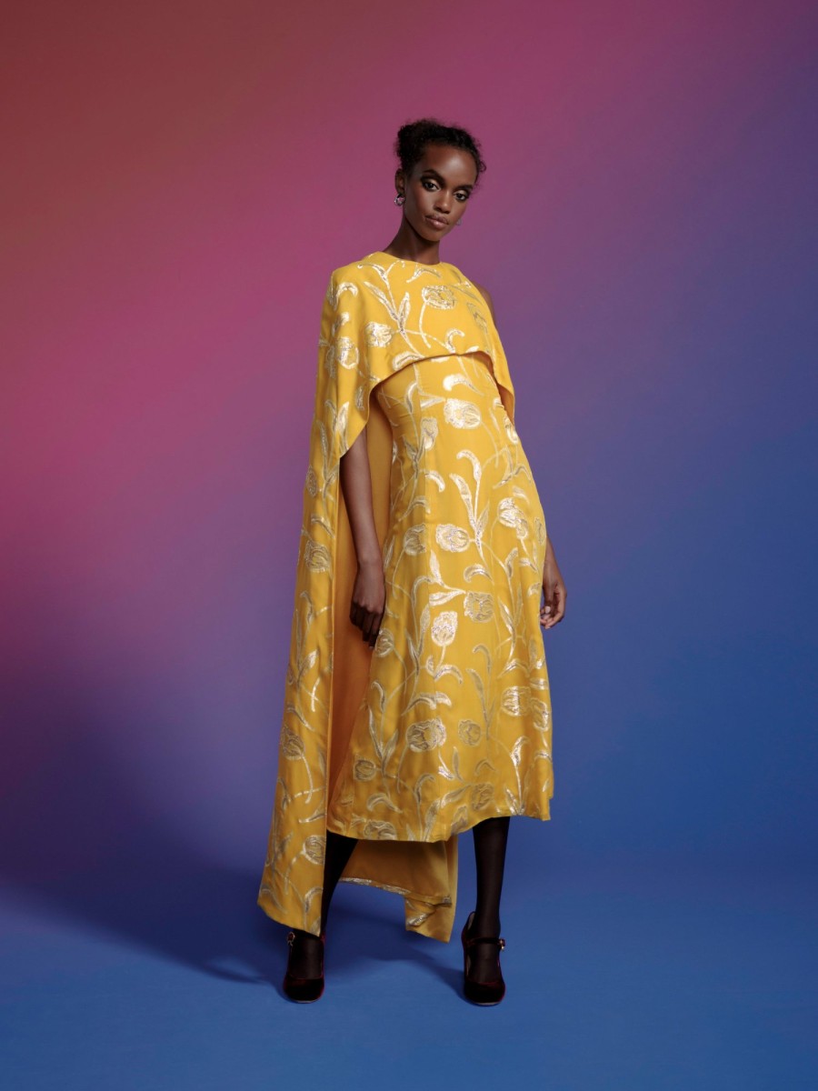 Clothing Markarian NYC | Kennedy Yellow Floral Cape Dress