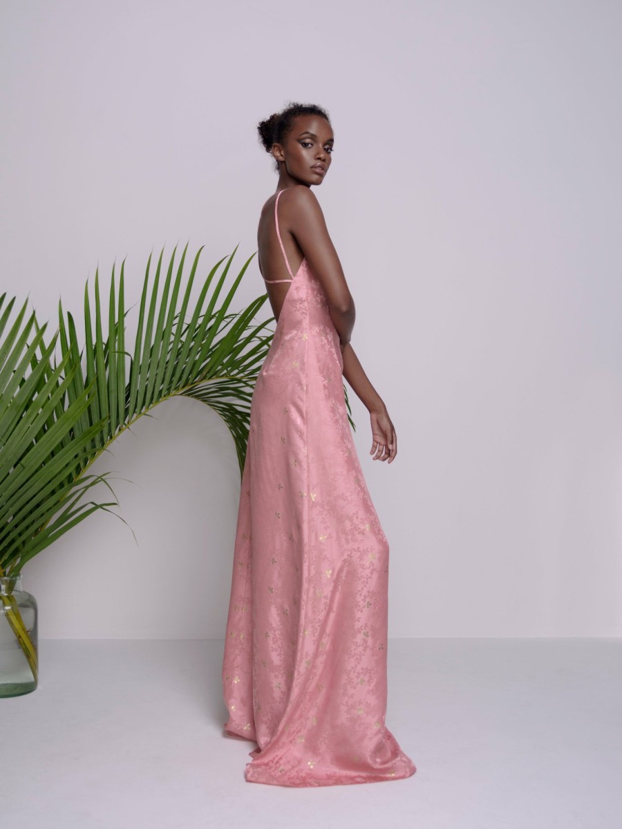 Clothing Markarian NYC | Phoenix Dusty Pink Floral Backless Gown