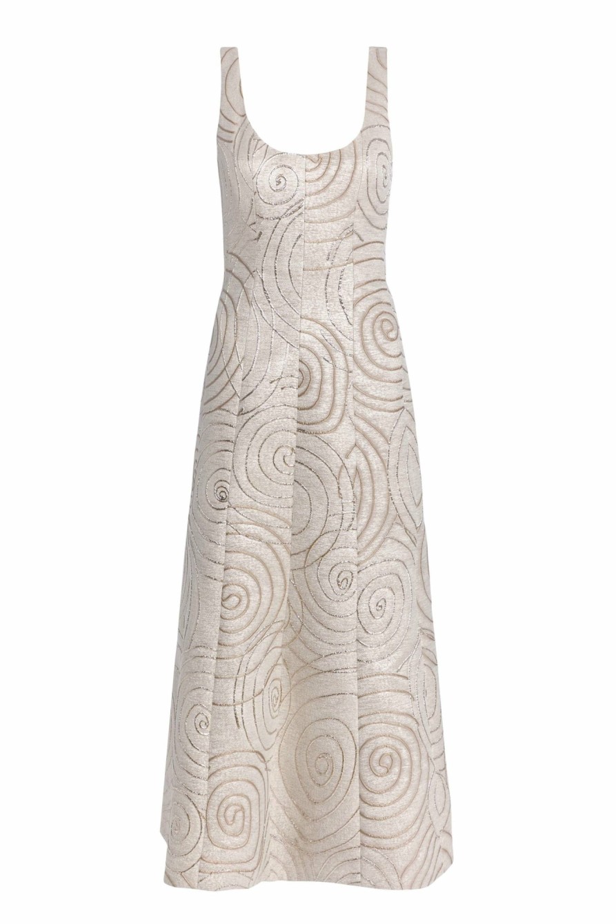 Clothing Markarian NYC | Judith Metallic Swirl Brocade Paneled Corset A-Line Dress