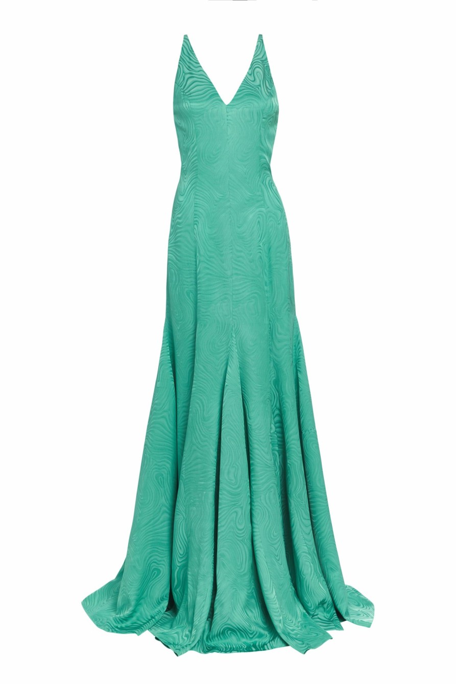 Clothing Markarian NYC | Marilyn Jade Woodcut Jacquard Backless V Neck Gown