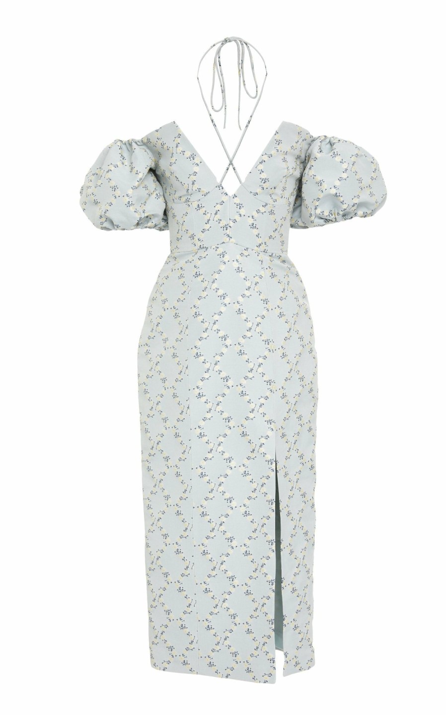 Clothing Markarian NYC | Kitty Blue Lattice Floral Dress