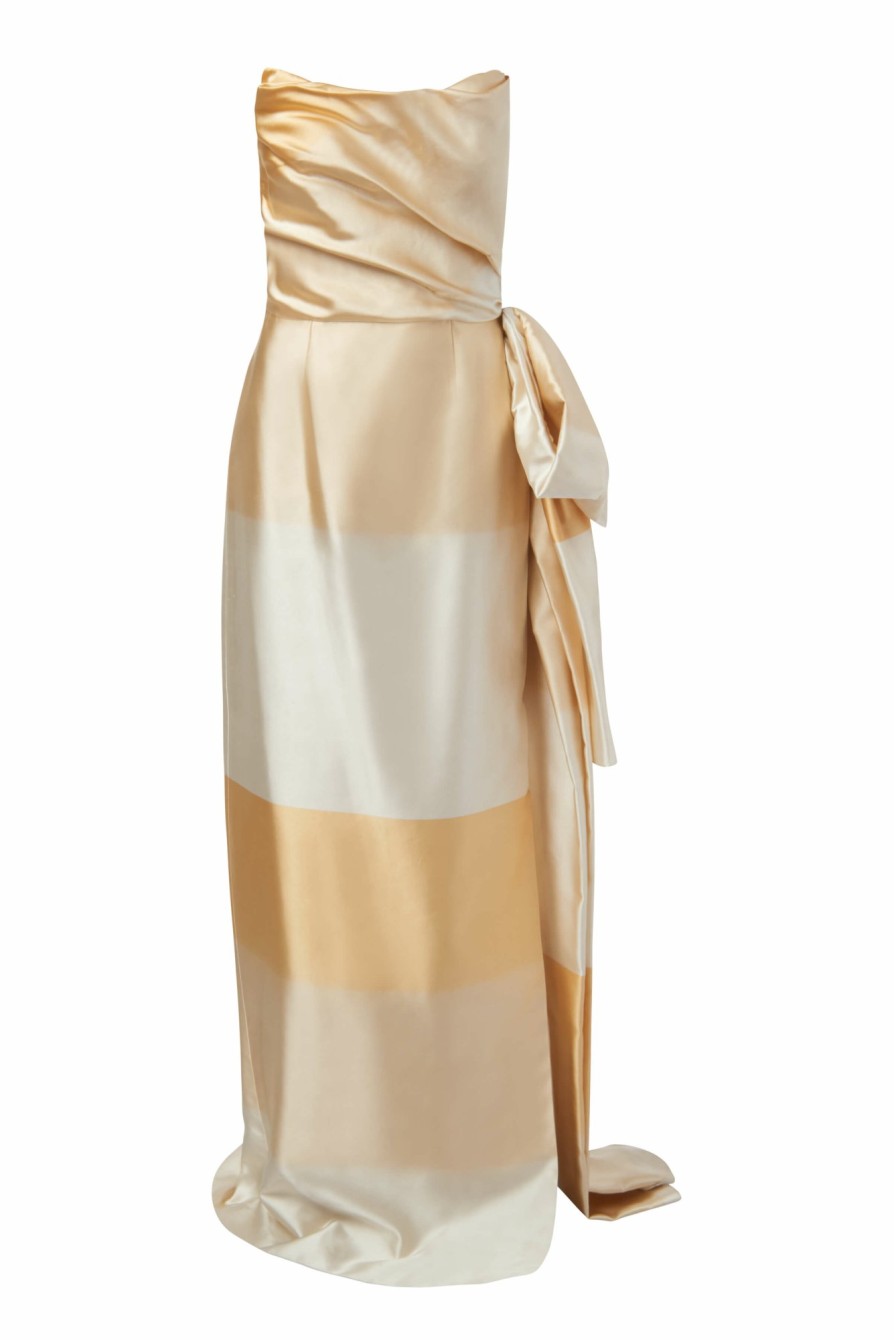 Clothing Markarian NYC | Athena Golden Ombre Silk Strapless Draped Corset Gown