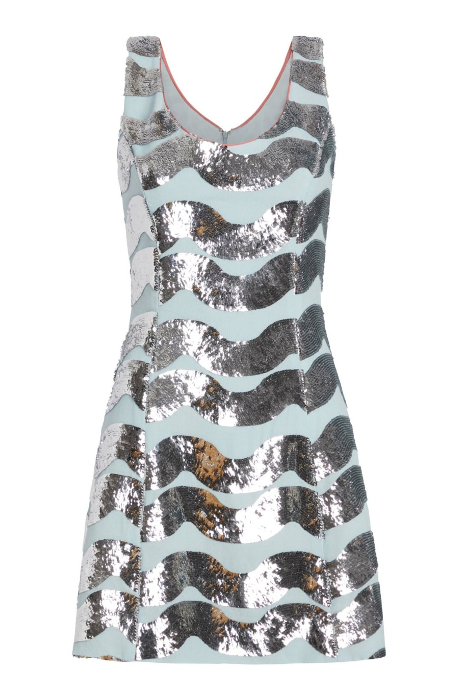 Clothing Markarian NYC | Cecilia Light Blue Handbeaded Sequin Wave Mini Dress