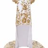 Clothing Markarian NYC | Esmee Gold Floral Sequin Off-The-Shoulder Puff Sleeve Mini Dress With Shoulder Trains